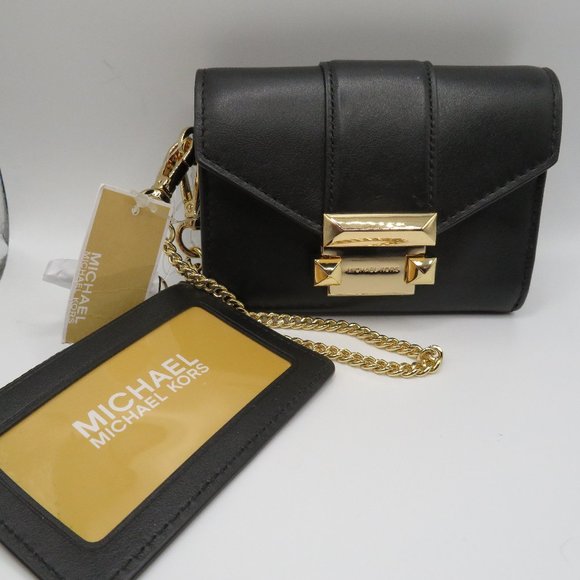 NWT MICHAEL KORS WHITNEY WRISTLET + CARD HOLDER LEATHER WALLET + GIFT BOX - Picture 5 of 7